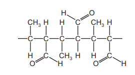 Polymer structure diagram showing a carbon chain with alternating methyl and ethyl groups