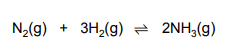 N2(g) + 3H2(g) ⇌ 2NH3(g)
