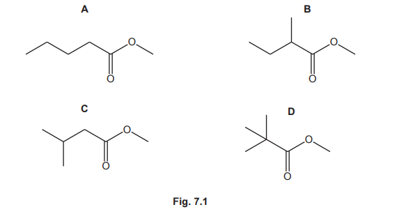 Structures of esters A, B, C, and D