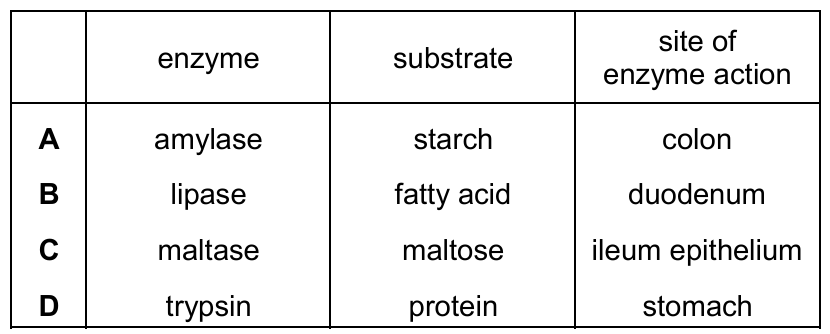 Enzyme Table